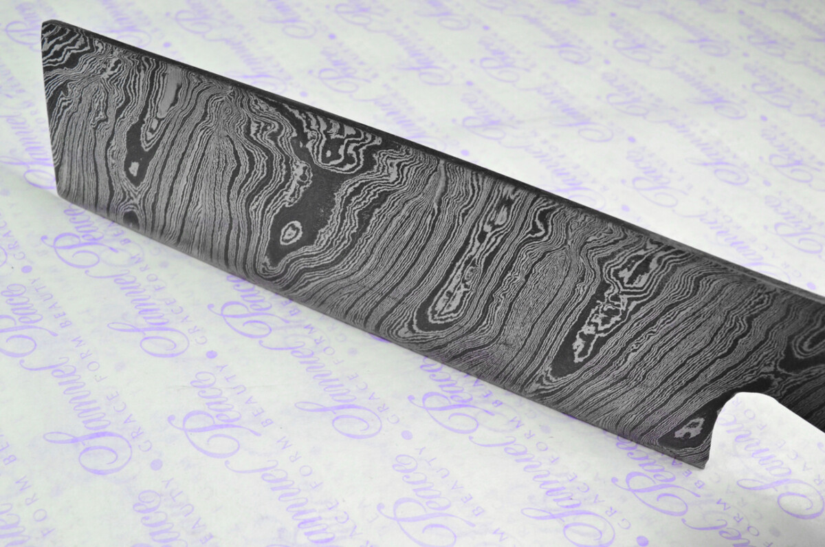 Kitchen Knife Making Kit!  Fantastic Damascus Steel Cleaver Knife Olive Wood Scales Unbelievable Piece Pristine Leather Sheath - Image 5