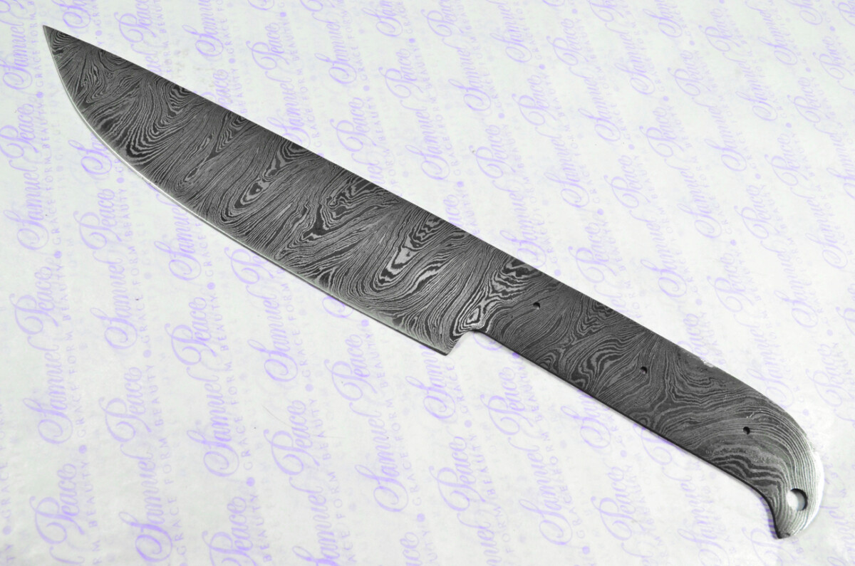 Kitchen Knife Making Kit! Fantastic Damascus Steel Chef's Knife Olive Wood Scales with Leather Sheath - Image 2
