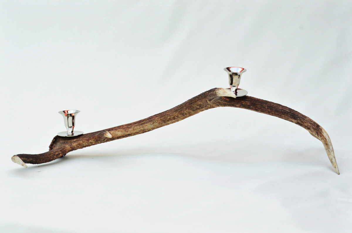 Awesome Natural Stag Horn Antler & Chrome Plated Candelabra 2 Candle Holder Centrepiece - Image 4