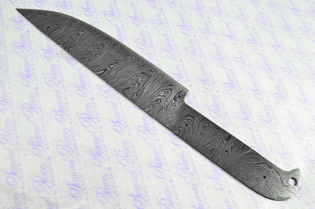 Kitchen Knife Making Kit! Fantastic Damascus Steel Chef's Knife Olive Wood Scales with Leather Sheath - Image 5