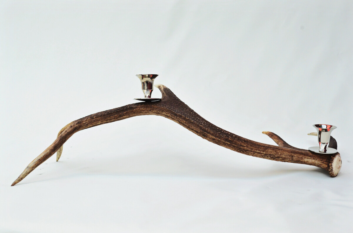 Awesome Natural Stag Horn Antler & Chrome Plated Candelabra 2 Candle Holder Centrepiece - Image 3