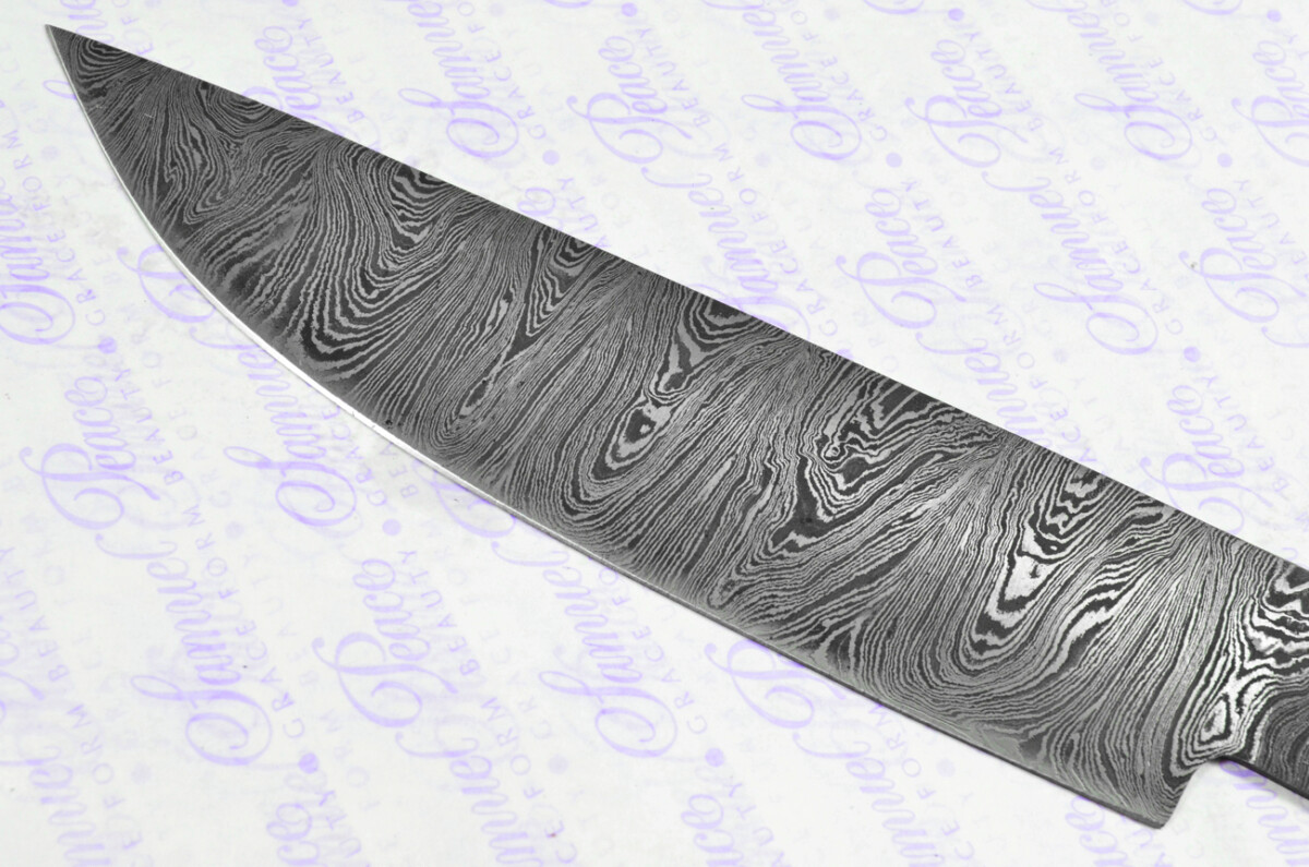 Kitchen Knife Making Kit! Fantastic Damascus Steel Chef's Knife Olive Wood Scales with Leather Sheath - Image 3