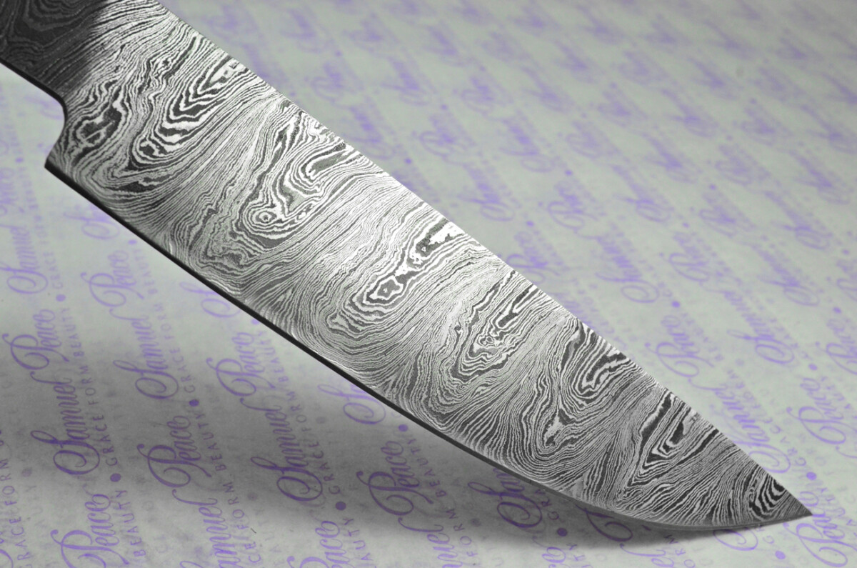 Kitchen Knife Making Kit! Fantastic Damascus Steel Chef's Knife Olive Wood Scales with Leather Sheath - Image 6