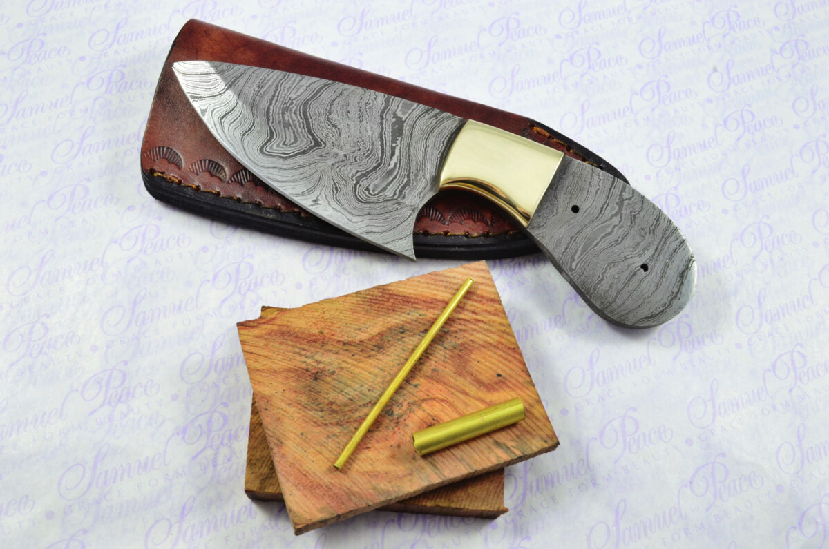 Knife Making Kit! Bespoke Damascus Steel Deep Hunting/Skinning Knife Rosewood Scales Unbelievable Piece Pristine inc Leather Sheath