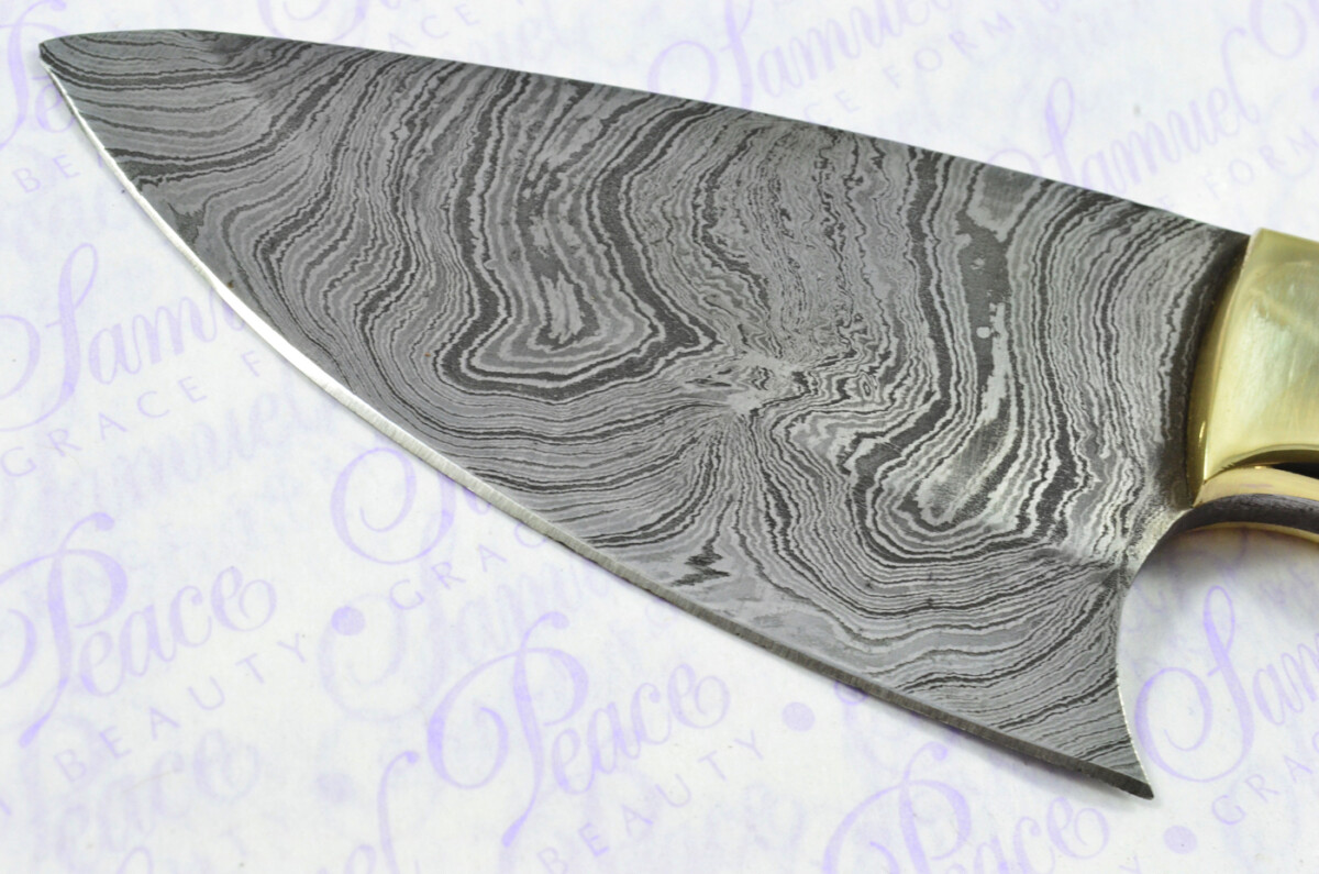 Knife Making Kit! Bespoke Damascus Steel Deep Hunting/Skinning Knife Rosewood Scales Unbelievable Piece Pristine inc Leather Sheath - Image 5