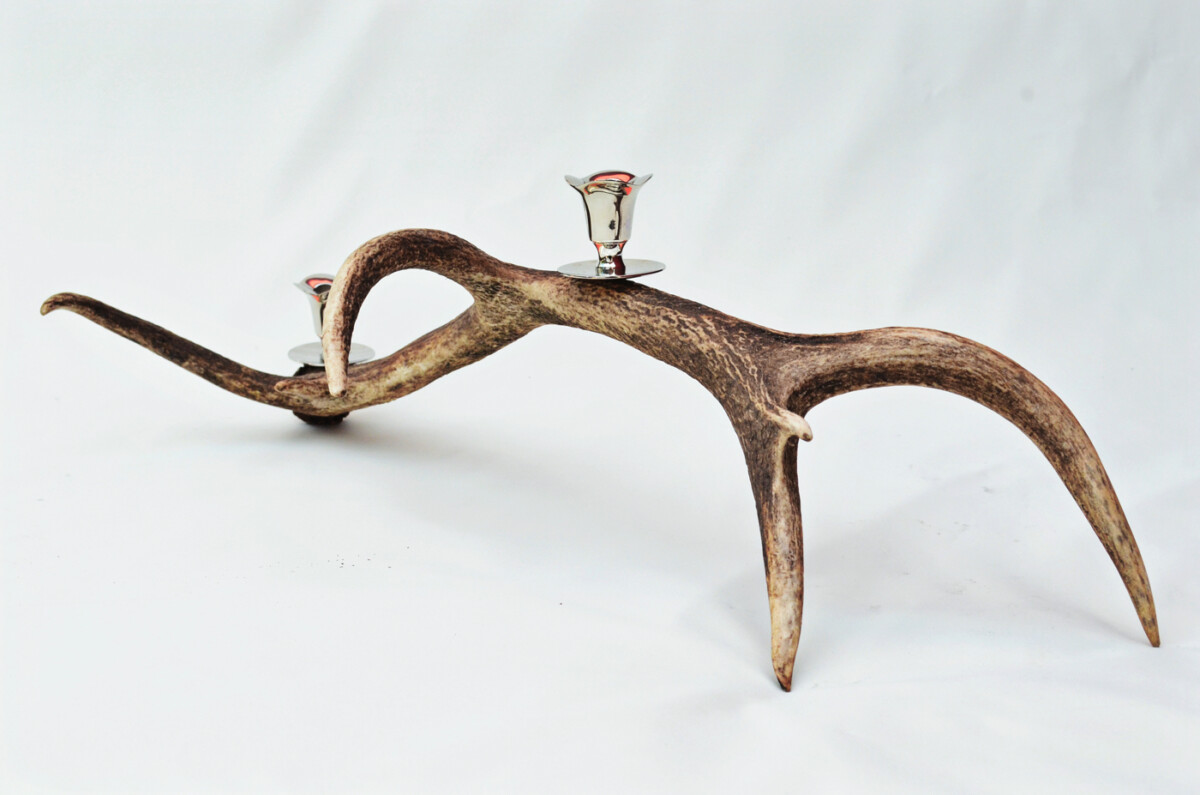 Terrific Natural Stag Horn Antler & Chrome Plated Candelabra 2 Candle Holder Centrepiece - Image 2