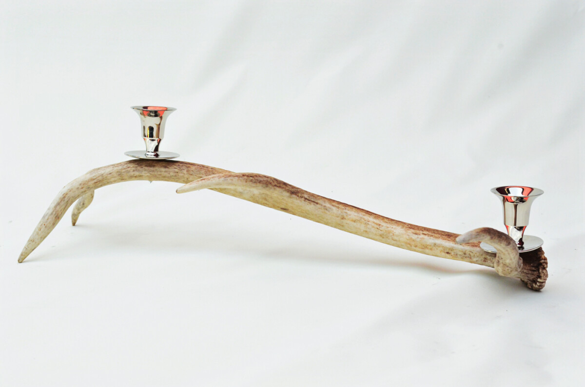 Brilliant Natural Stag Horn Antler & Chrome Plated Candelabra 2 Candle Holder Centrepiece - Image 3
