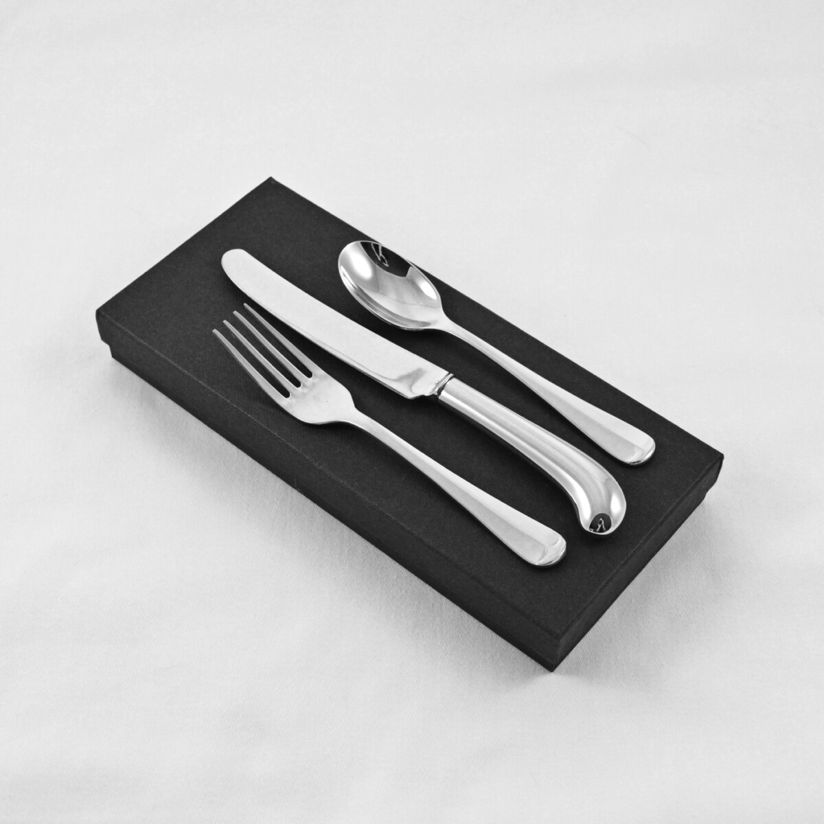 A Pistol Pattern Stainless Steel Three Piece Child Set Made In Sheffield - Free Engraving