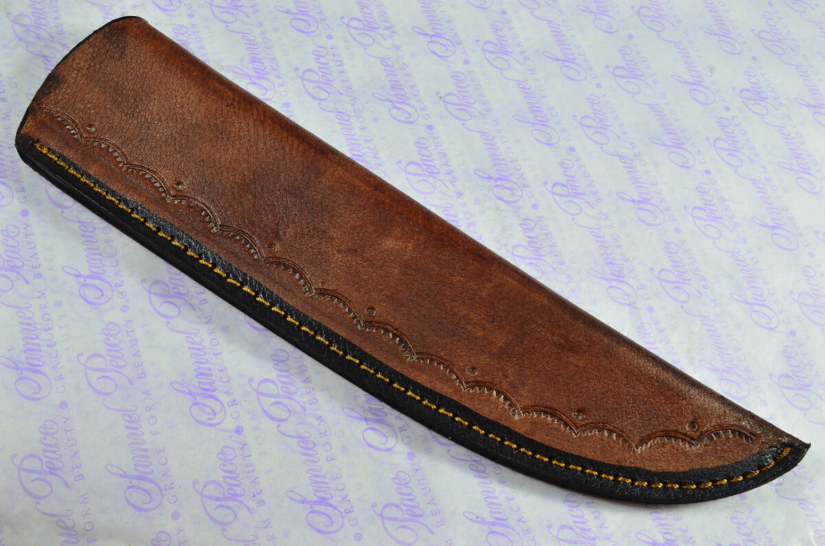 Kitchen Knife Making Kit! Fantastic Damascus Steel Chef's Knife Olive Wood Scales with Leather Sheath - Image 7