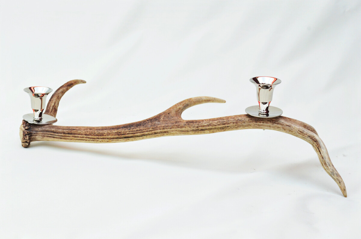 Brilliant Natural Stag Horn Antler & Chrome Plated Candelabra 2 Candle Holder Centrepiece