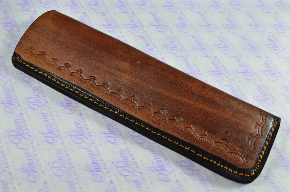 Kitchen Knife Making Kit!  Fantastic Damascus Steel Cleaver Knife Olive Wood Scales Unbelievable Piece Pristine Leather Sheath - Image 8