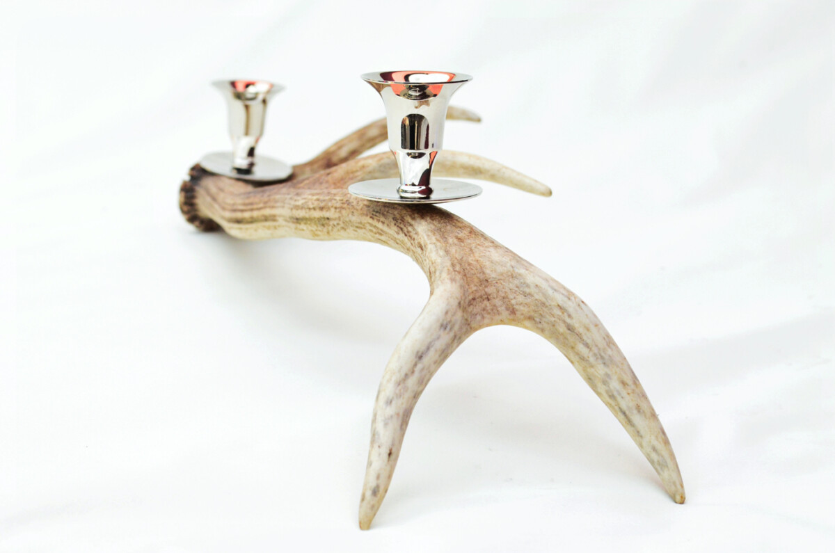 Brilliant Natural Stag Horn Antler & Chrome Plated Candelabra 2 Candle Holder Centrepiece - Image 2