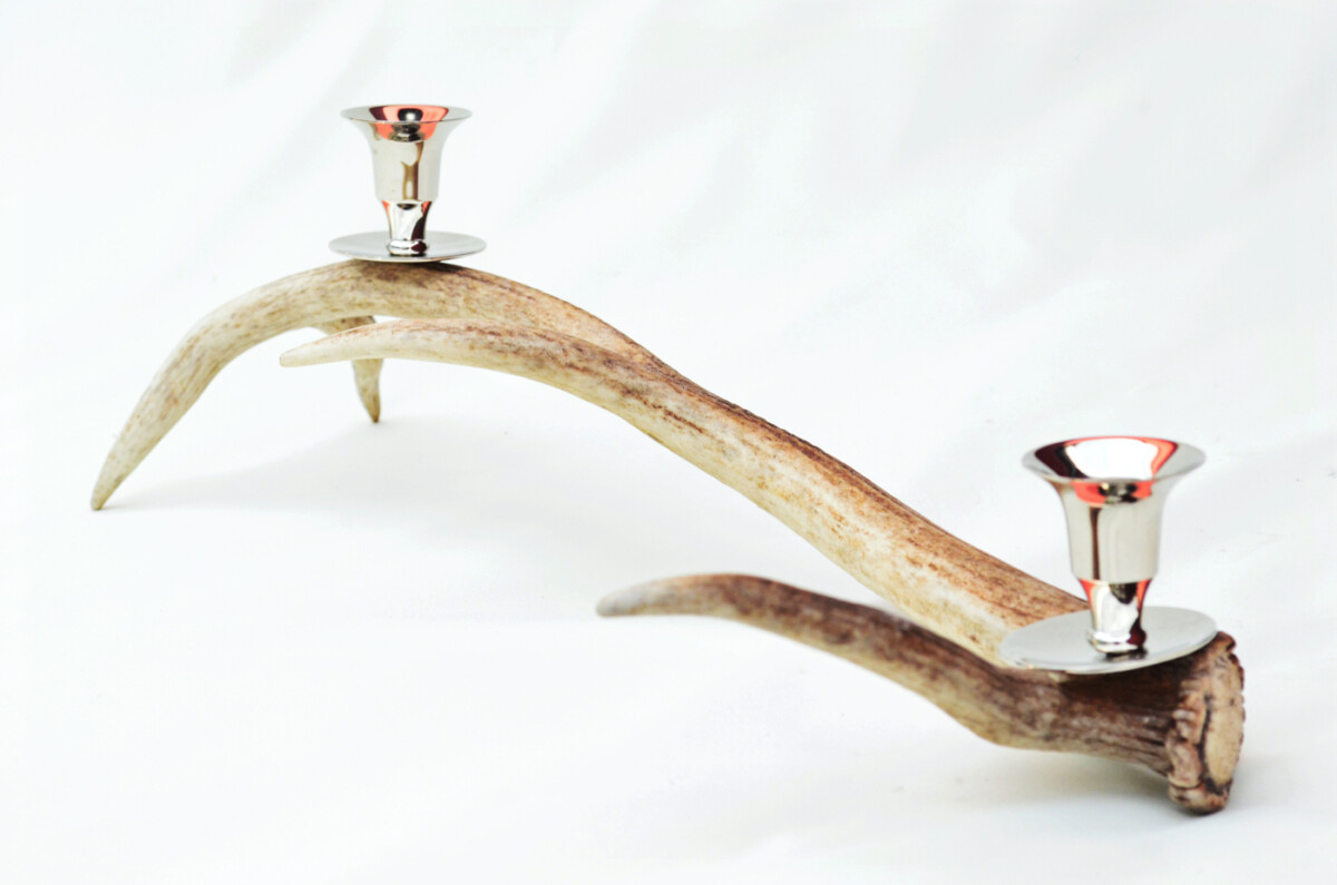 Brilliant Natural Stag Horn Antler & Chrome Plated Candelabra 2 Candle Holder Centrepiece - Image 4