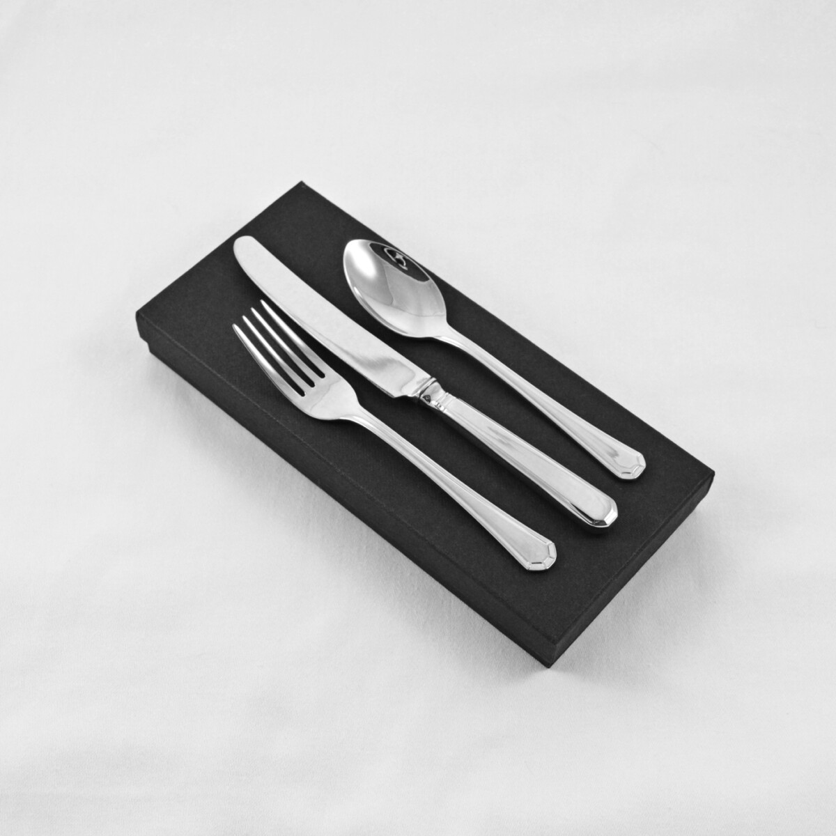 A Grecian Pattern Stainless Steel Three Piece Child Set Made In Sheffield - Free Engraving