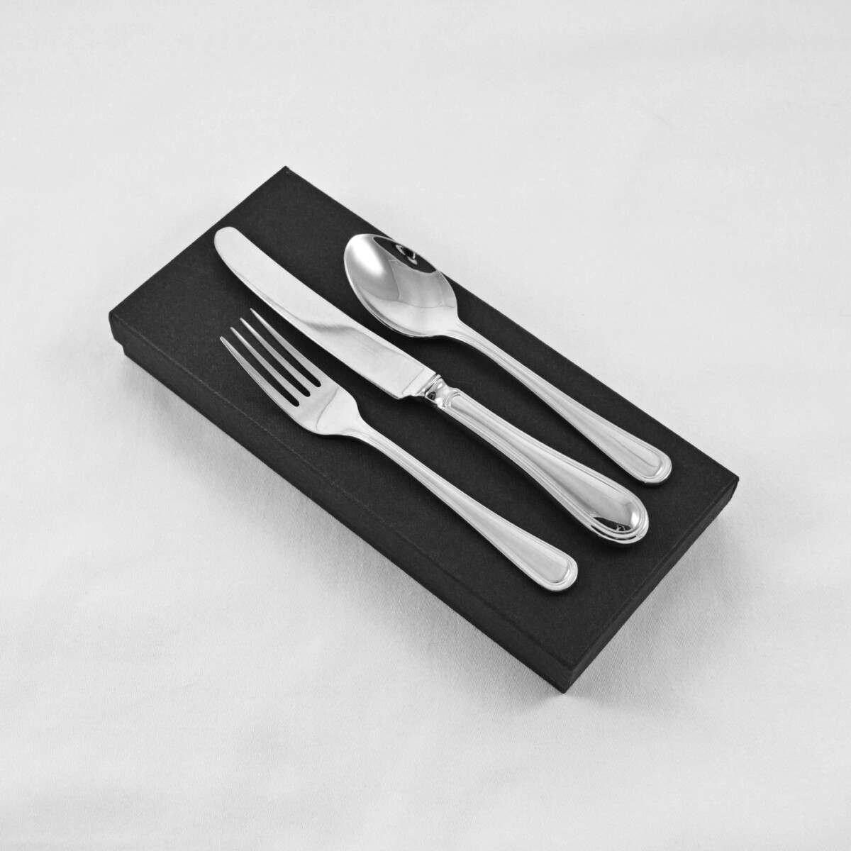 An Old English Thread Pattern Stainless Steel Three Piece Child Set Made In Sheffield - Free Engraving