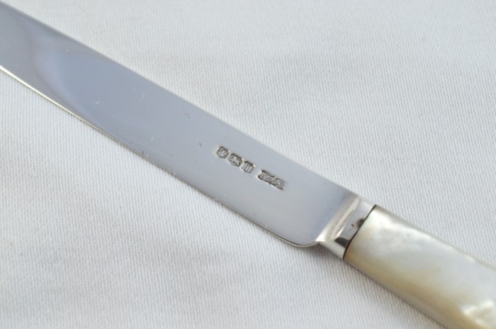 James Dixon & Sons Set Of 6 Knives and 6 Forks Mother Of Pearl Handled Solid Silver 1926 - Image 5