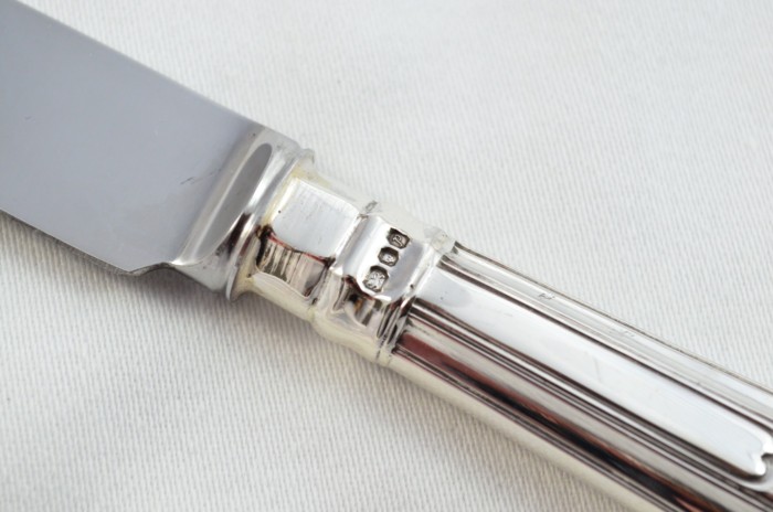C J Vander Kings Pattern London Assayed 6 Dinner 6 Dessert Knives Sterling Silver 1989 - Image 5