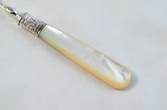 James Dixon & Sons Set Of 12 Knives and 12 Forks Mother Of Pearl Handled Solid Silver 1909 - Image 11