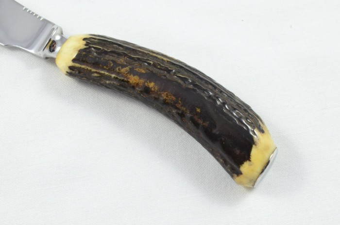 Antique K. Bright 6 Genuine Sambar Stag Handle Steak Knives Made in Sheffield England - Image 5