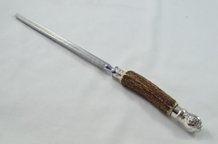 New JD&S Sheffield Handmade Stag Antler Horn Handled 3 Piece Carving Set - Silver Plated Cap & Ferrule - Image 6