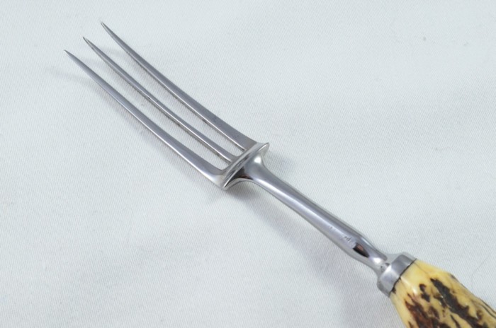 A Gorgeous C.1820's Set of 6 Table Knives & Forks Sambar Stag Handled Cutlery Sheffield - Carbon Steel - Image 7