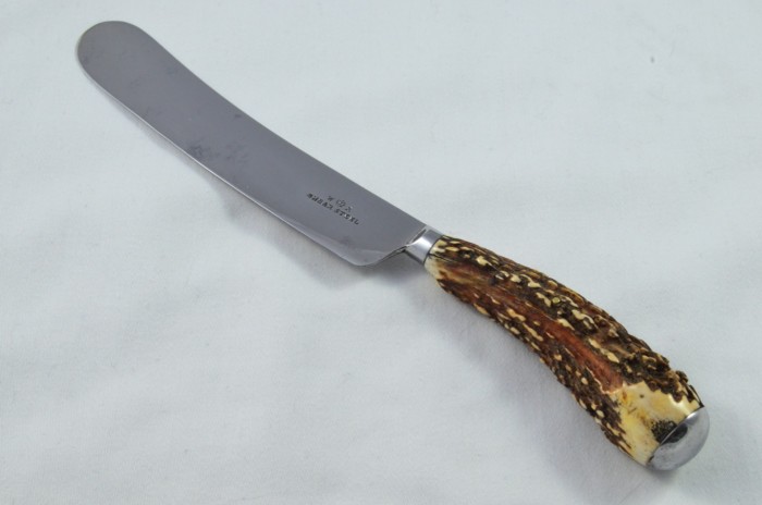 A Gorgeous C.1820's Set of 6 Table Knives & Forks Sambar Stag Handled Cutlery Sheffield - Carbon Steel - Image 8