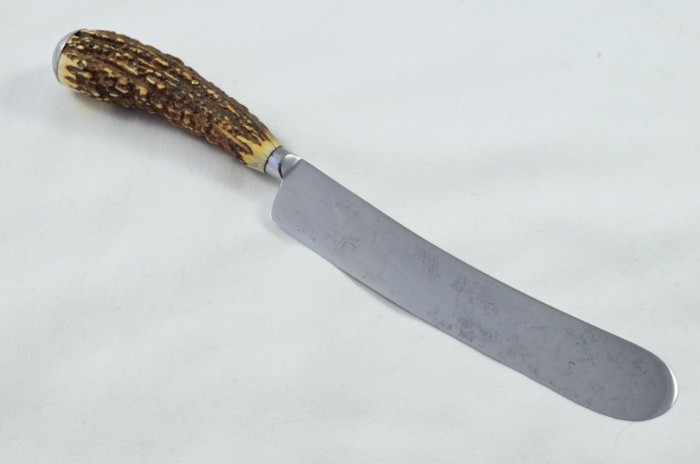 A Gorgeous C.1820's Set of 6 Table Knives & Forks Sambar Stag Handled Cutlery Sheffield - Carbon Steel - Image 10