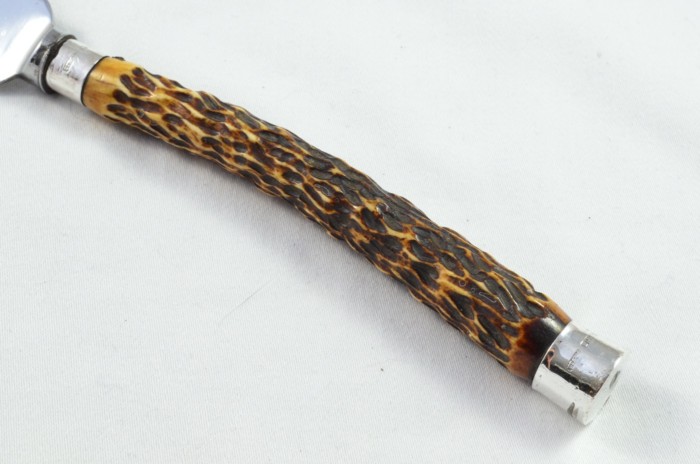 Thomas Turner & Co 2 Piece Stag Handled Solid Silver Capped & Ferruled Game Carving Set 1908 - Image 3