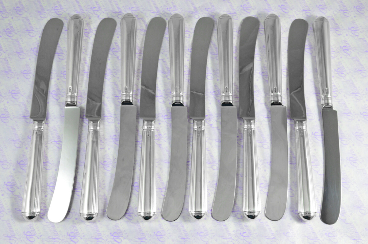 Astonishingly Rare 12 Dinner Knives Sterling Silver Old English Thread Pattern Georgian Made in Sheffield 1778! - Image 3