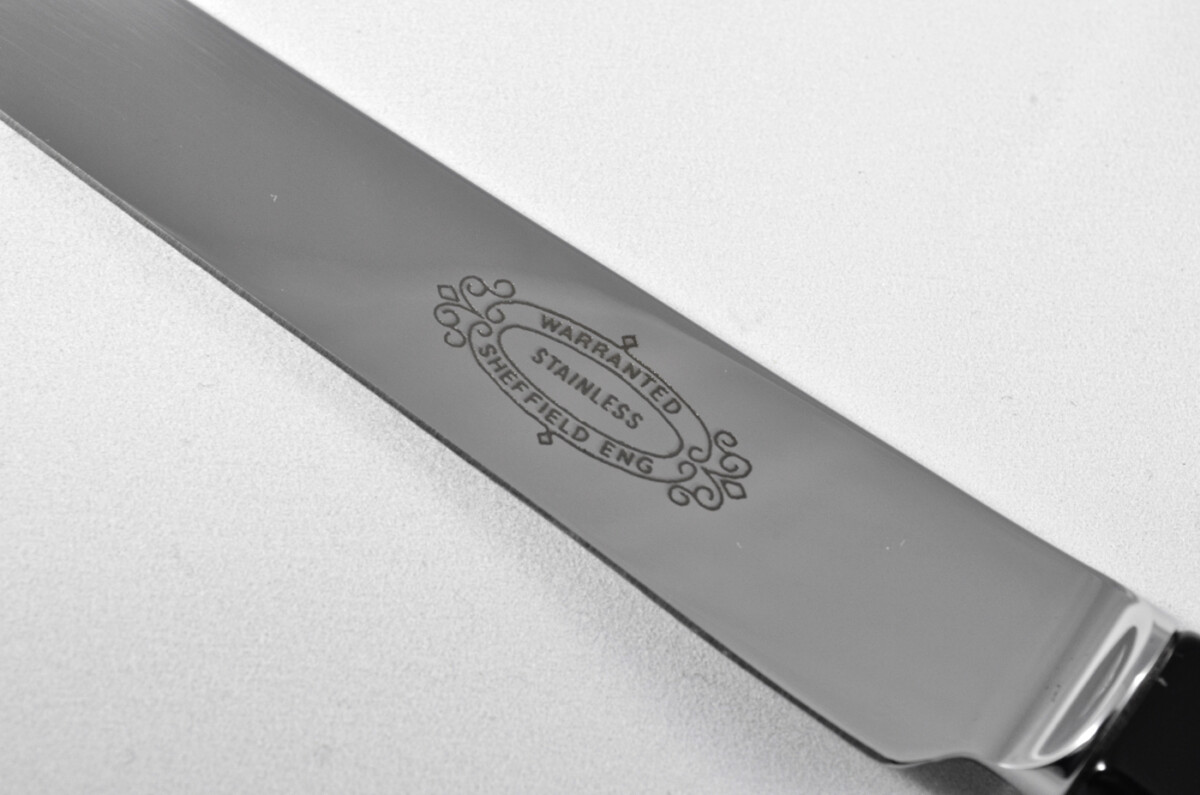 New Fantastic Genuine Black Handle 5 Piece Place Setting Mirror Finish Made In Sheffield England - Image 8