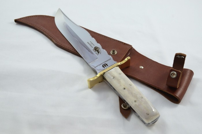 Genuine Authentic A Wright & Sons Scale Tang Light Stag 15.5" Bowie Knife Sheffield England