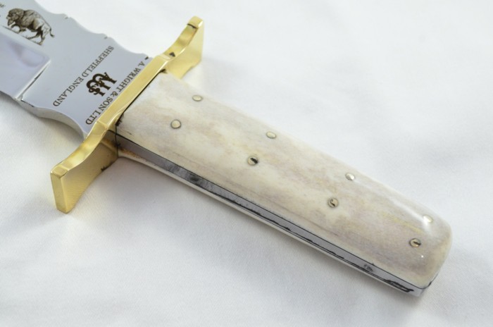 Genuine Authentic A Wright & Sons Scale Tang Light Stag 15.5" Bowie Knife Sheffield England - Image 3