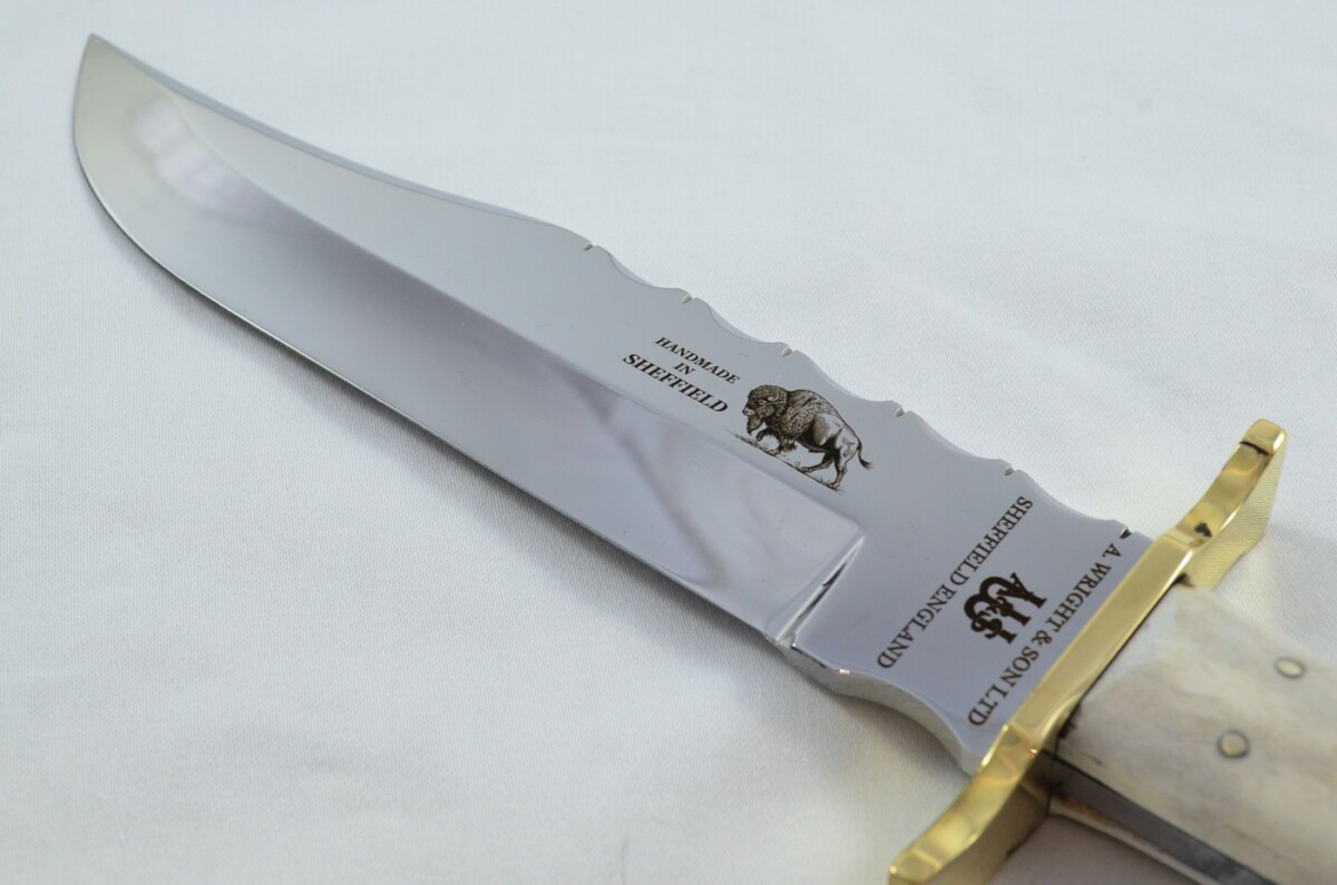 Genuine Authentic A Wright & Sons Scale Tang Light Stag 15.5" Bowie Knife Sheffield England - Image 4