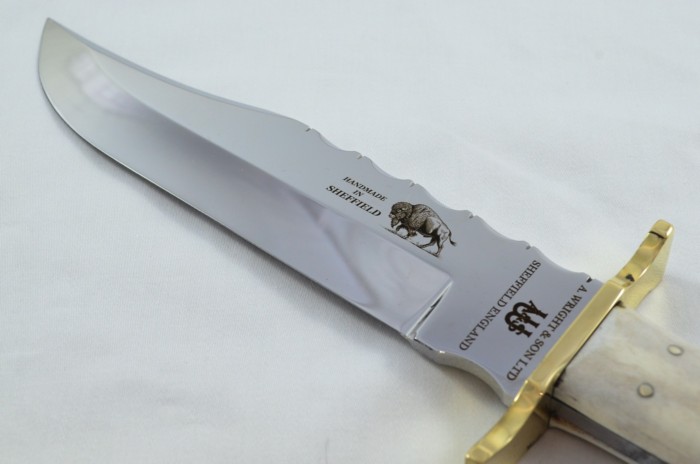 Genuine Authentic A Wright & Sons Scale Tang Light Stag 15.5" Bowie Knife Sheffield England - Image 4