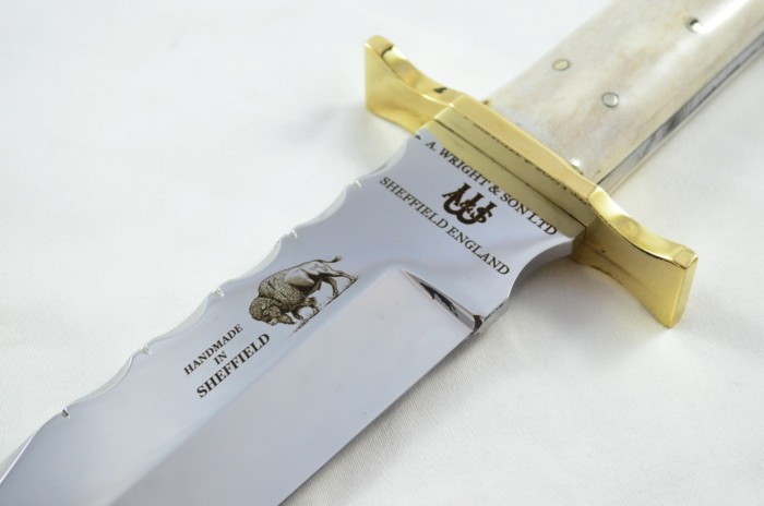 Genuine Authentic A Wright & Sons Scale Tang Light Stag 15.5" Bowie Knife Sheffield England - Image 5