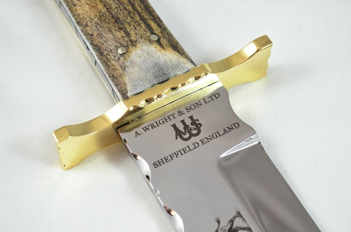 Genuine Authentic A Wright & Sons Scale Tang Stag Horn 15.5" Bowie Knife Sheffield England - Image 4