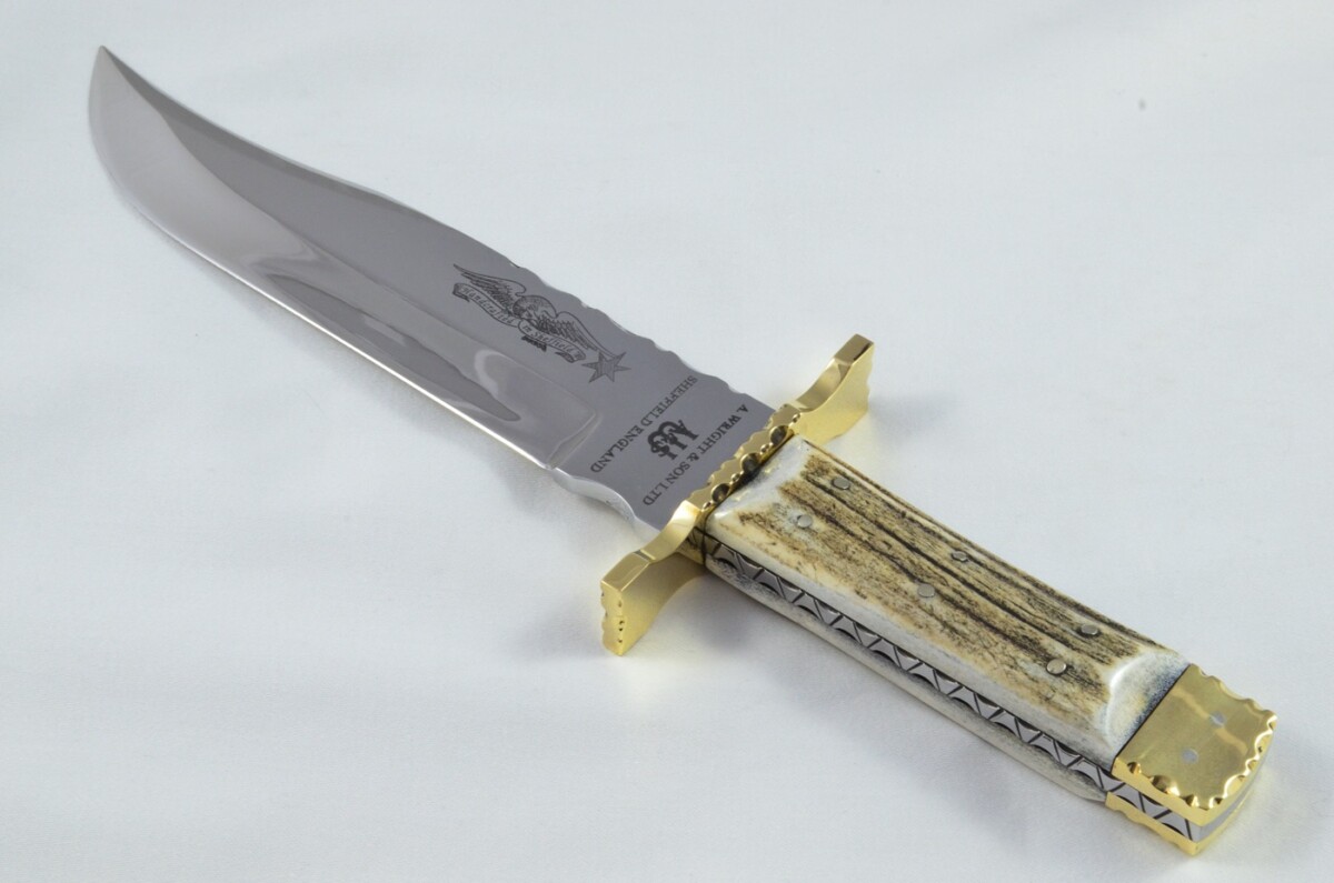 Genuine Authentic A Wright & Sons Scale Tang Stag Horn 15.5" Bowie Knife Sheffield England - Image 2