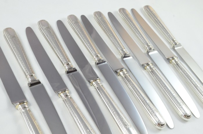 1966 Sterling Silver Irish Bright Cut Sheffield C J Vander 12 Dinner Knives - Image 2