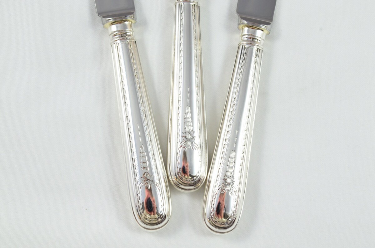 1966 Sterling Silver Irish Bright Cut Sheffield C J Vander 12 Dinner Knives - Image 3
