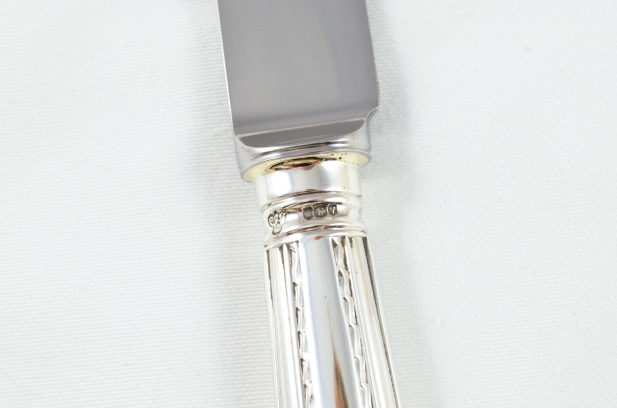 1966 Sterling Silver Irish Bright Cut Sheffield C J Vander 12 Dinner Knives - Image 7