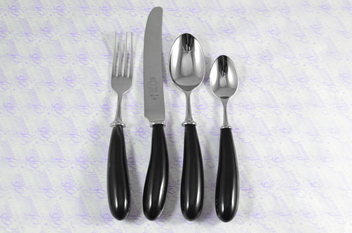 Amazing Genuine Water Buffalo Handle 4 Piece Place Setting Made in Sheffield England Stainless Steel Cutlery
