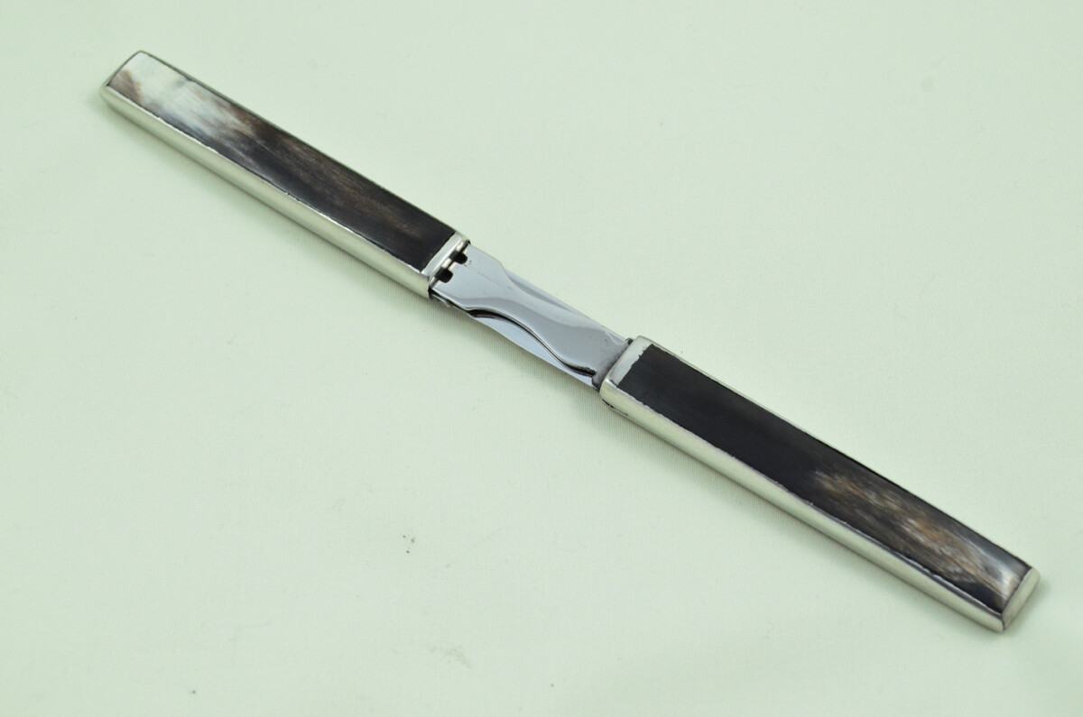 C1800 Sheffield Made 2 Piece Traveling Set Silver & Buffalo Inlay unique