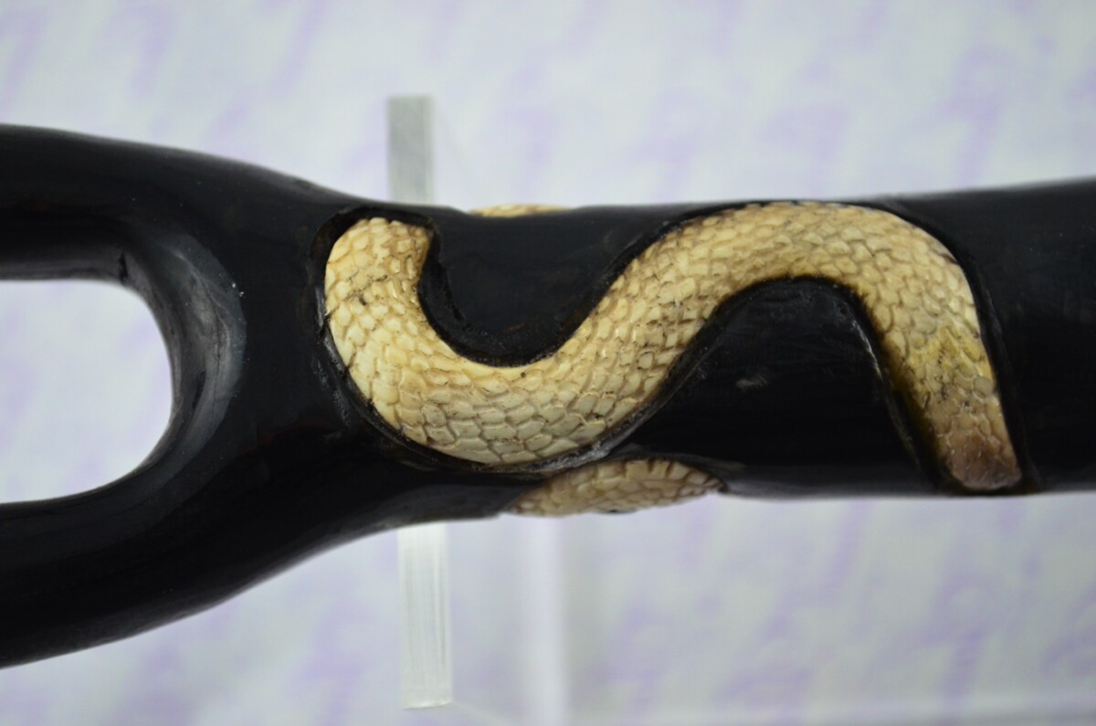 Buffalo Horn Hand Carved Serpent Catapult / Slingshot with Stag Accents - Image 7