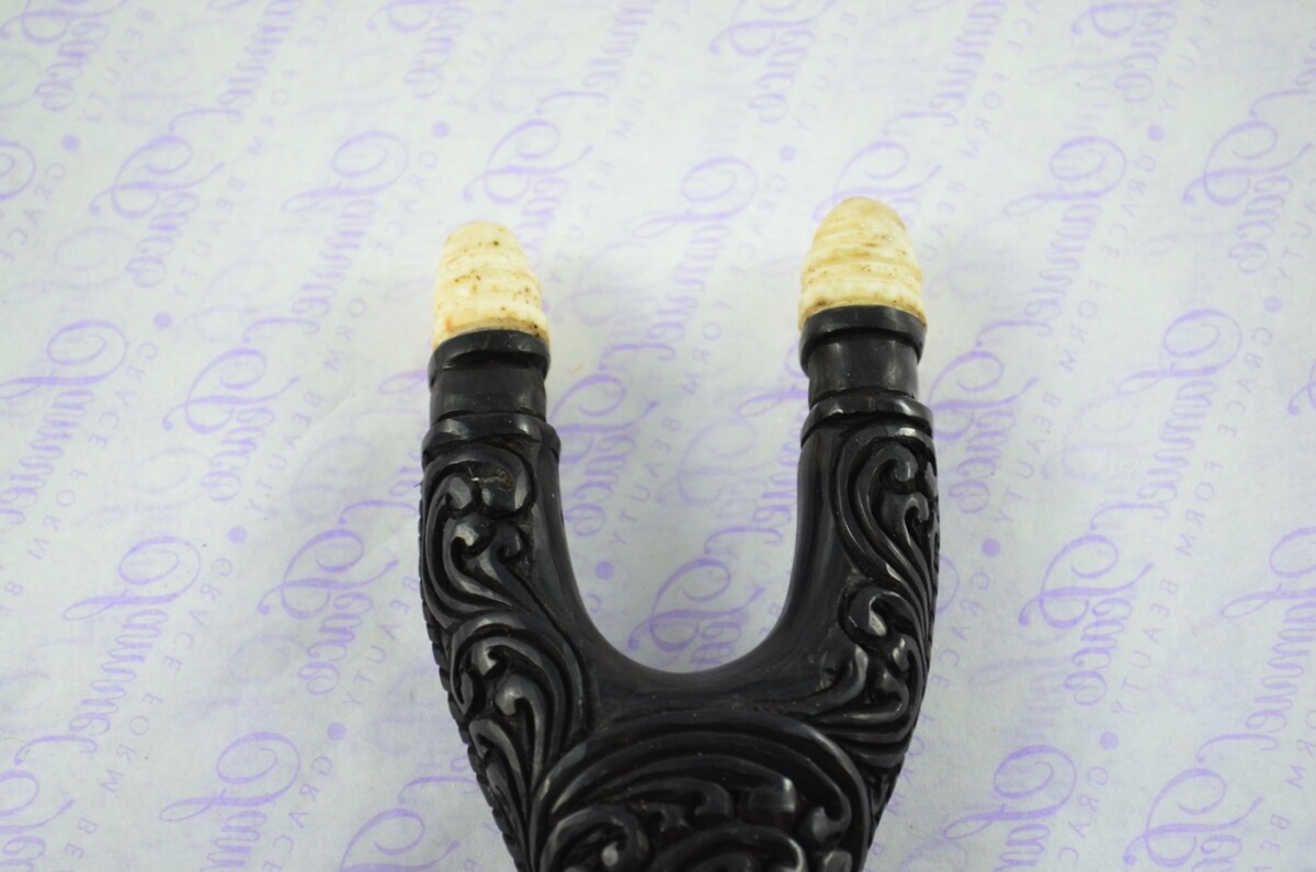 Buffalo Horn Ornate Hand Carved Catapult / Slingshot with Stag Accents - Image 3