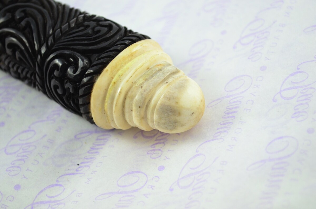 Buffalo Horn Ornate Hand Carved Catapult / Slingshot with Stag Accents - Image 4