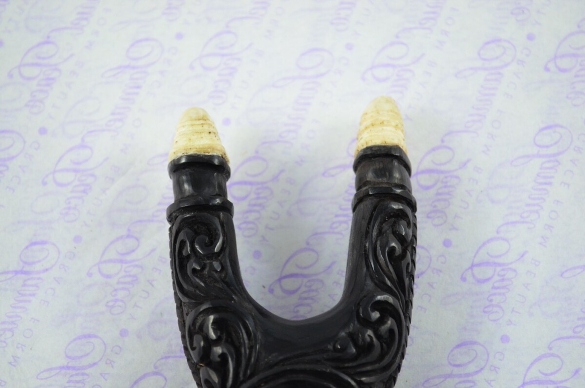 Buffalo Horn Ornate Hand Carved Catapult / Slingshot with Stag Accents - Image 3
