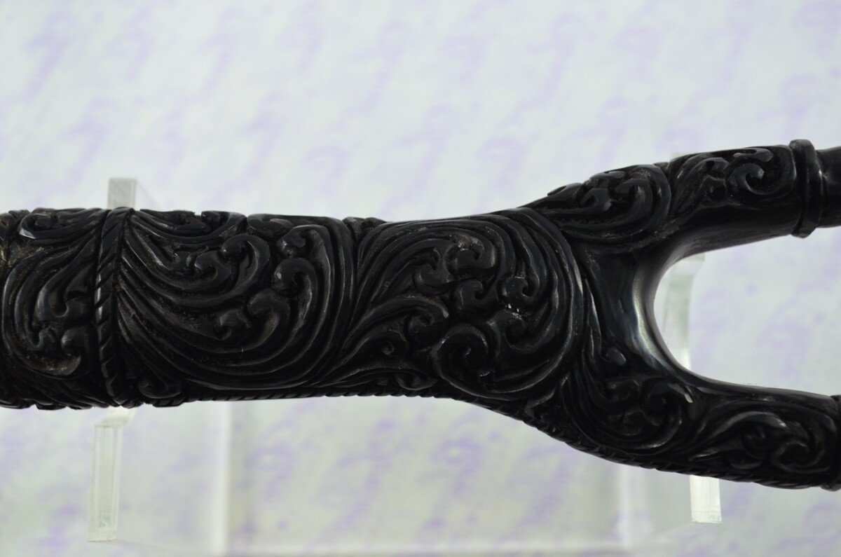 Buffalo Horn Ornate Hand Carved Catapult / Slingshot with Stag Accents - Image 6