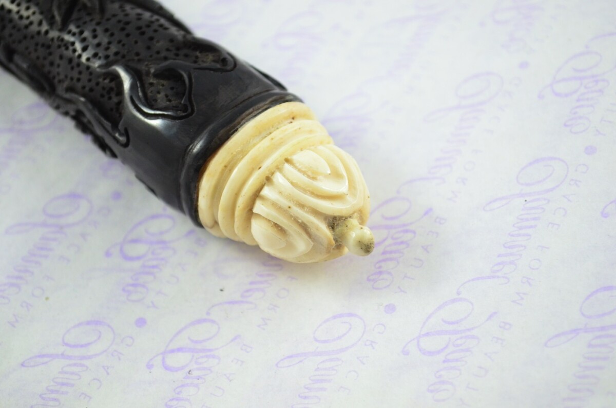 Buffalo Horn Ornate Hand Carved Catapult / Slingshot with Stag Accents - Image 5