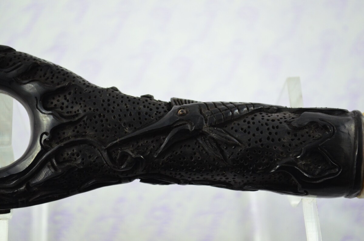 Buffalo Horn Ornate Hand Carved Catapult / Slingshot with Stag Accents - Image 7