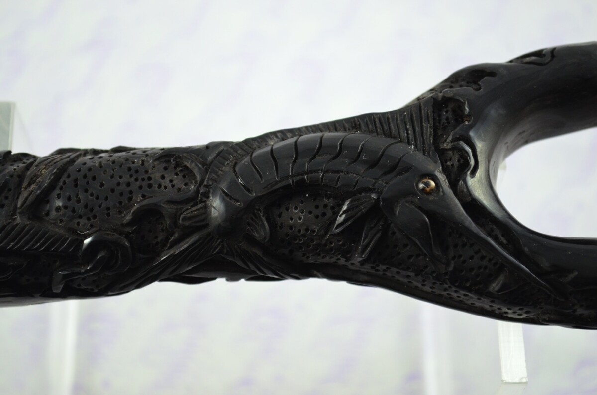 Buffalo Horn Ornate Hand Carved Catapult / Slingshot with Stag Accents - Image 8